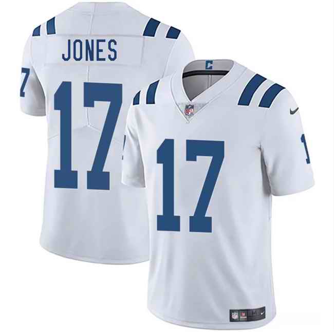 Men's Indianapolis Colts #17 Daniel Jones White 2025 Vapor Limited Stitched Football Jersey